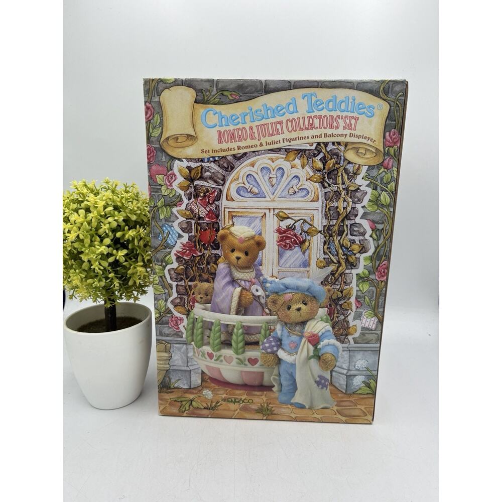 Cherished Teddies Romeo Juliet Collectors Set Enesco NIB Sealed Balcony Display